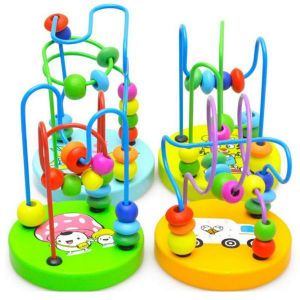 IdanDesign הנמכרים Baby Wooden Toy Mini Around Beads Wire Maze Educational Game Bauble